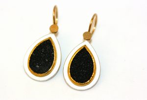Ohrhänger schwarze Achatkristalle